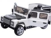single seat ride on Land Rover Defender with remote in white